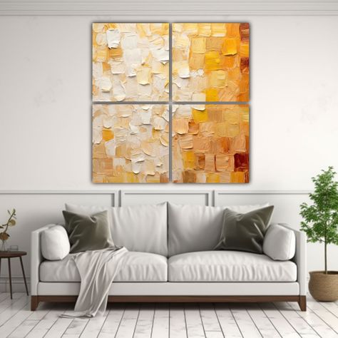 Cuadro Vanguardia Beige Y Blanco Con Lienzos 200x200 Cm-2