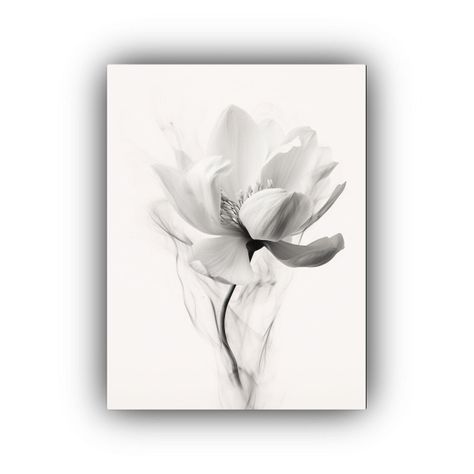 Pintura Decorativa De Magnolia En Blanco Y Negro 40x50 Cm-0