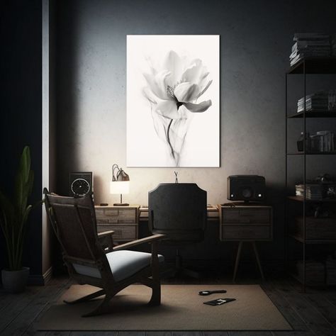 Pintura Decorativa De Magnolia En Blanco Y Negro 40x50 Cm-2