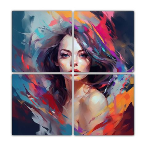 Cuadro Abstracto De Mujer Joven Hermosa, Arte De 200x200 Cm-0