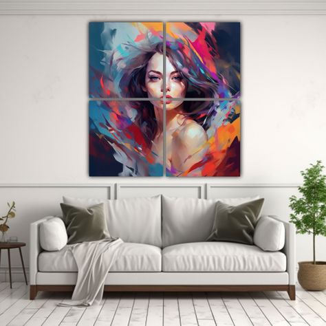 Cuadro Abstracto De Mujer Joven Hermosa, Arte De 200x200 Cm-2