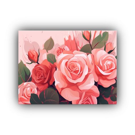 Cuadro Horizontal Vida Rosas Rojas Y Rosadas Estilo Soñador 65x50cm-0