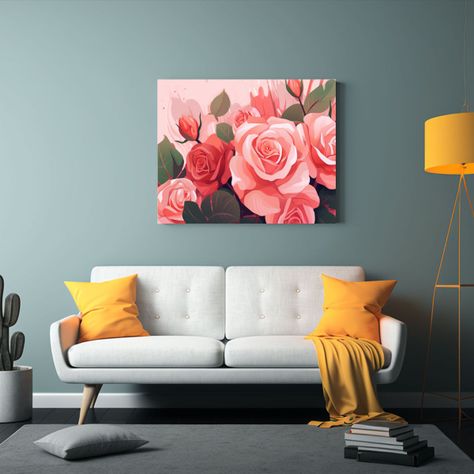 Cuadro Horizontal Vida Rosas Rojas Y Rosadas Estilo Soñador 65x50cm-2