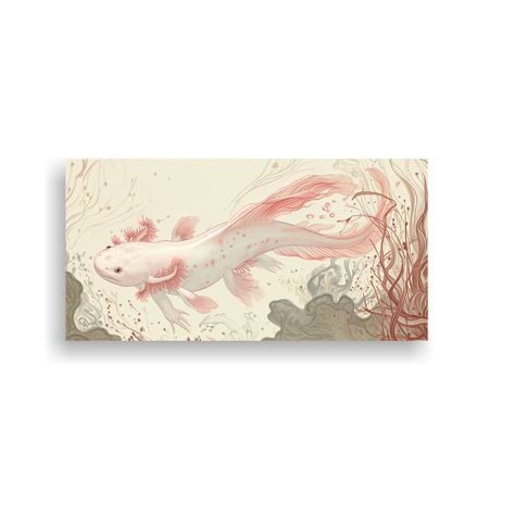 Dibujo Espectacular En Relieve De Axolote Albino 140x70cm-0