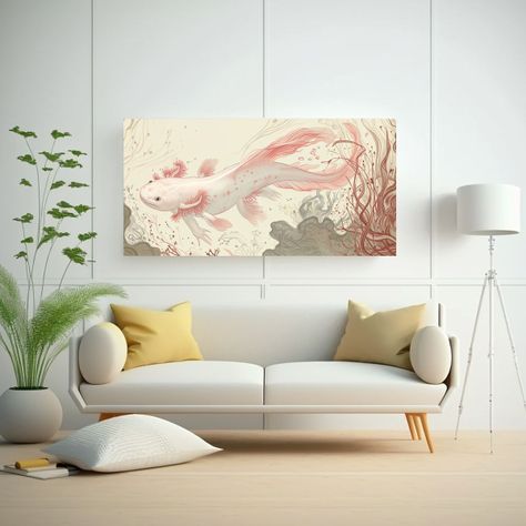 Dibujo Espectacular En Relieve De Axolote Albino 140x70cm-2