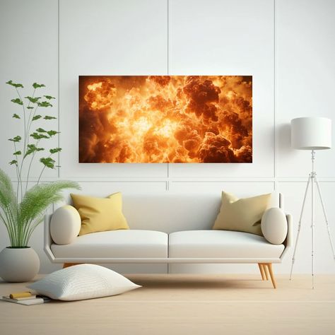 Pintura Mural Vintage: Explosión De Fuego 100x50cm-2