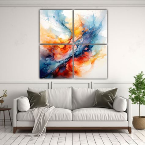Pintura Acuarela Impresionista De Abstracción 200x200 Cm-2