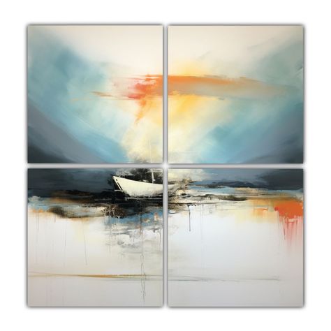 Cuadro Abstracto De Barco En El Horizonte, 200x200 Cm-0