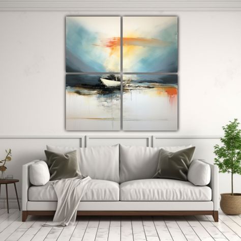 Cuadro Abstracto De Barco En El Horizonte, 200x200 Cm-2