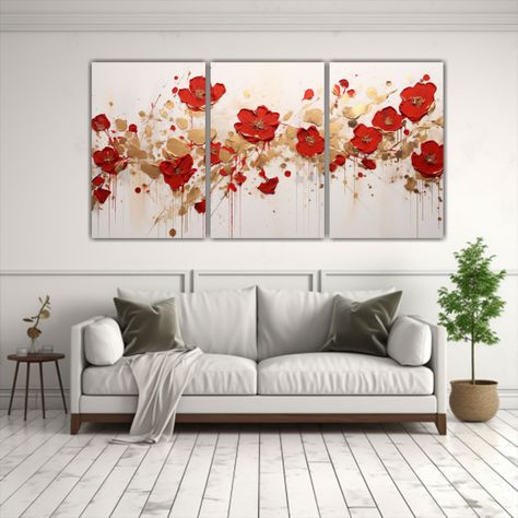 Pintura Mural Acrílica En Tres Lienzos Blancos 120x60 Cm-2