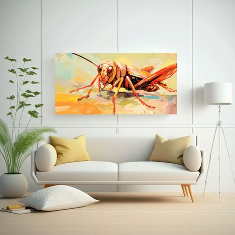 Cuadro Decorativo De Arte Pop: Saltamontes En Tono 60x30cm-2