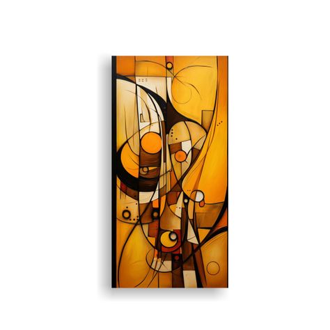 Cuadros Abstractos En Color Mostaza Para Decorar 20x40cm-0