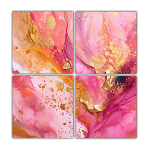 Pinturas De Pared Con Texturas Acuarelas Rosas 60x60 Cm-0