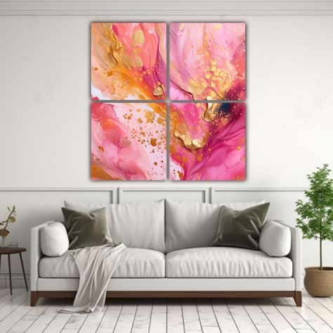 Pinturas De Pared Con Texturas Acuarelas Rosas 60x60 Cm-2