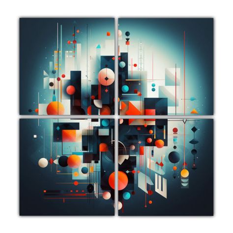 Arte De Pared Geométrico Equilibrio Movimiento 200x200 Cm-0
