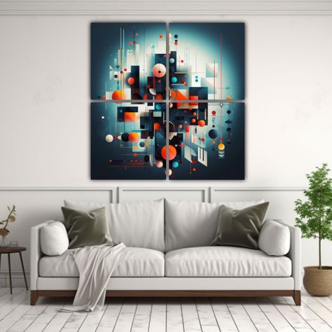 Arte De Pared Geométrico Equilibrio Movimiento 200x200 Cm-2