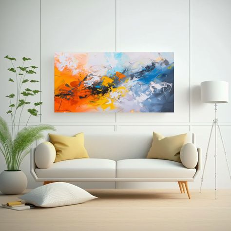 Cuadro Abstracto Moderno En Estilo óleo Sobre 60x30cm-2