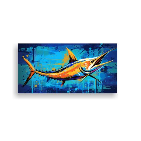 Cuadro Decorativo De Baño Marlin En Colores 100x50cm-0