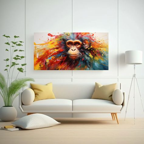 Pintura Al Estilo óleo De Mono Inspirador Y Color 160x80cm-2