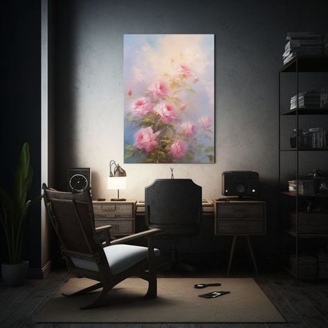 1 Pintura Acuarela De Rosas Rosadas En El Cielo 30x45cm-2