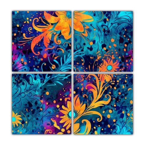 Cuadros Acuarela Impacto Visual Tie Dye Fantasía 200x200 Cm-0