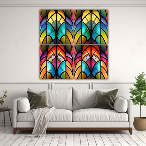 Cuatro Canvas Tonos Actuales Patrones De 200x200 Cm-2