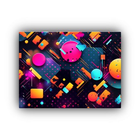 Cuadro Intenso: Diseño Gráfico Formas Colores Caos Geometr 75x50cm-0