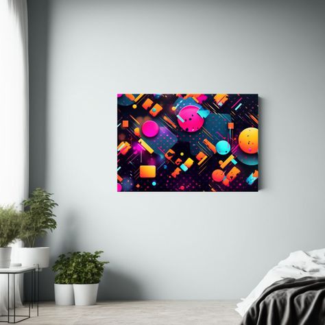 Cuadro Intenso: Diseño Gráfico Formas Colores Caos Geometr 75x50cm-2