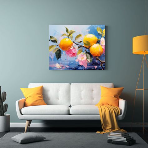 Cuadro Abstracto De Un Limonero En Tonos Rosados Y Azules 120x80cm-2