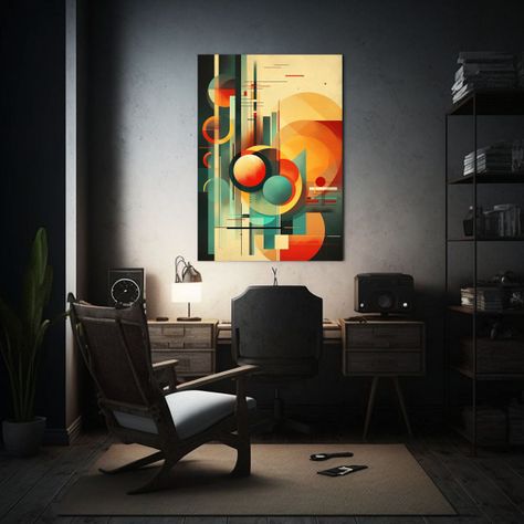 Cuadro Abstracto Retro Futurista De Colores 40x60cm-2
