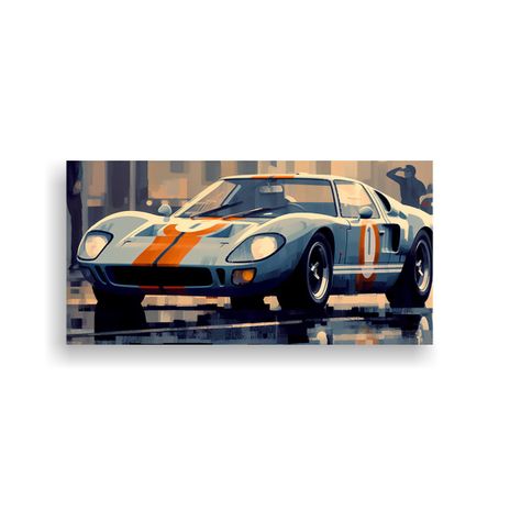 Pintura Intensa De Figuras Azules Para El Ford 100x50cm-0