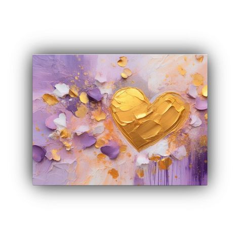 Cuadro Abstracto Corazones Lienzo Decoración Hogar. 90x60cm-0