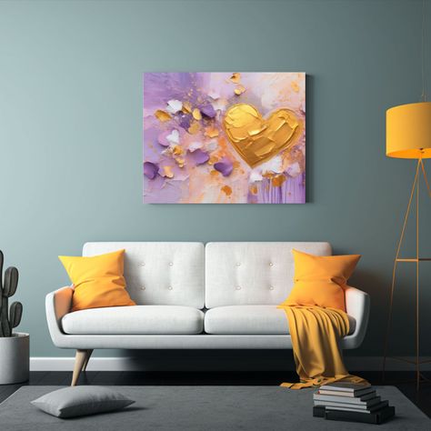 Cuadro Abstracto Corazones Lienzo Decoración Hogar. 90x60cm-2