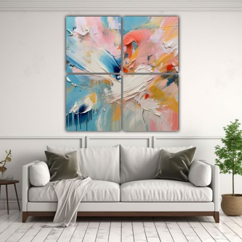 Cuadro En Bastidor Con Cuatro Hermosas Telas 200x200 Cm-2