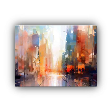 Cuadro Lienzo Forma Comedor Urbano Colores 65x50cm-0