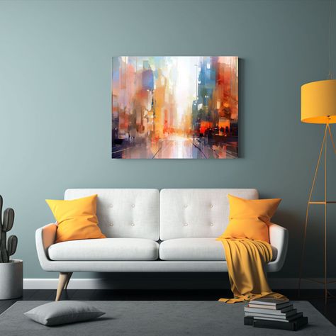 Cuadro Lienzo Forma Comedor Urbano Colores 65x50cm-2