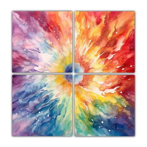 Cuatro Lienzos De Tela Patrón Intenso Decorativos 80x80 Cm-0