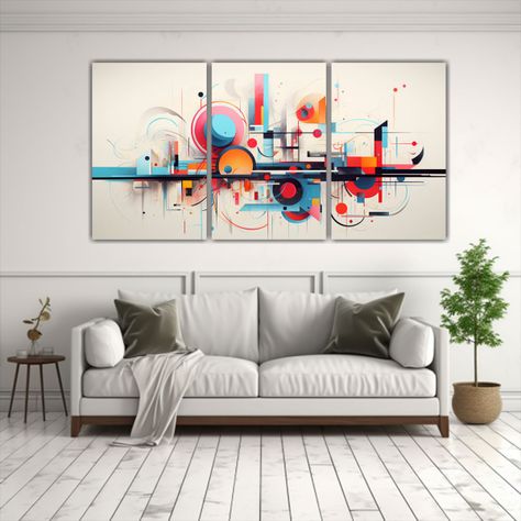 Conjunto 3 Cuadros Baño Abstractos Para Salón 240x120 Cm-2