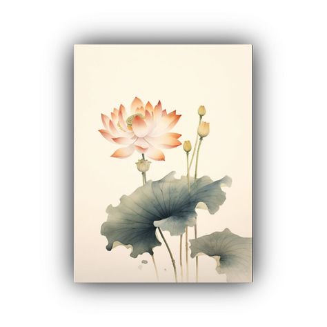 Pintura Tradicional China De Loto Minimalista 30x45cm-0