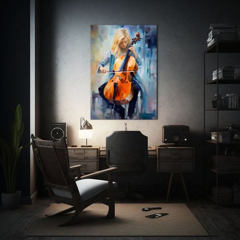 Pintura Decorativa: Hermosa Joven Rubia Tocando 30x40cm-2