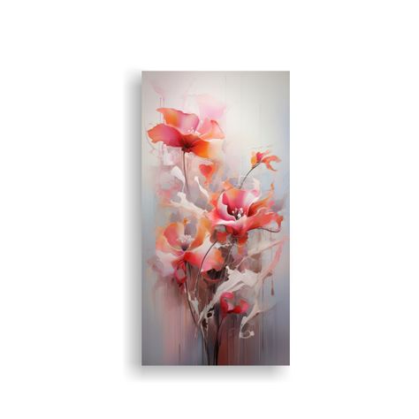 Pinturas Flores Abstractas Modernas Multicolor 20x40cm-0