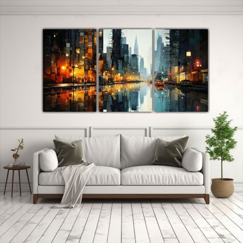Cuadro Dibujo Relieve Ciudad Fragmentada 120x60 Cm-2