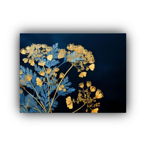 Paisajes De Perejil En Oro Y Azul: Arte De Pared En Atmósfe 50x40cm-0