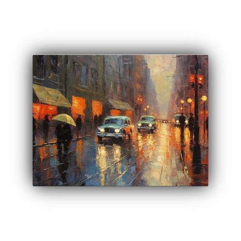 Cuadro Conceptual Adorno Grande Coches De Calle 90x60cm-0
