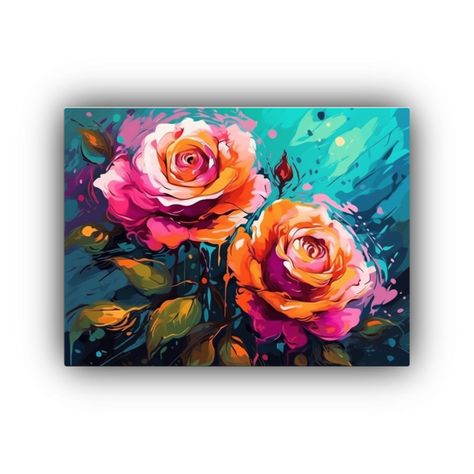 Cuadro Diseño Full Color Con Flores De Rosa En Plena Florac 50x40cm-0