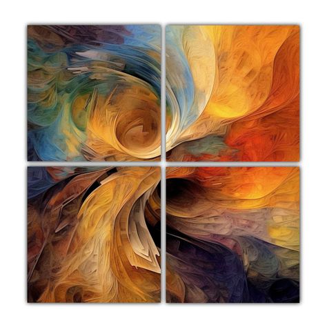 Cuadros Abstractos Multicolor Con Tonos De Gama 200x200 Cm-0