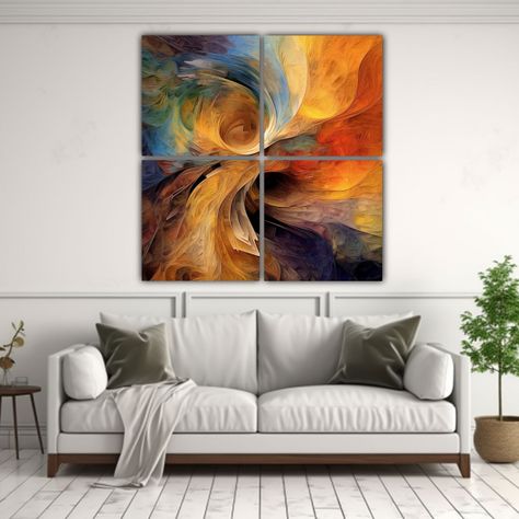 Cuadros Abstractos Multicolor Con Tonos De Gama 200x200 Cm-2