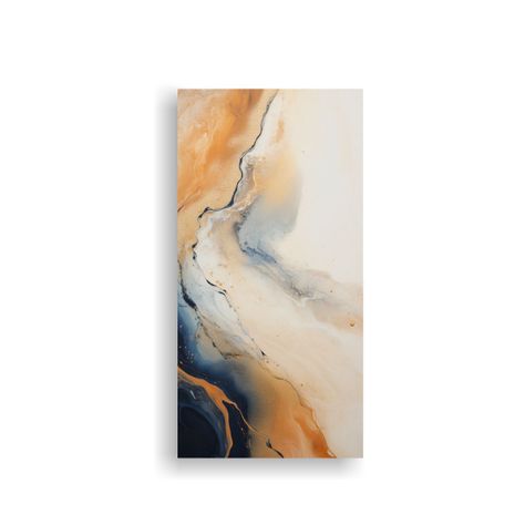 Pintura Abstracta De Flujo Acrílico Beige Ocre 30x60cm-0