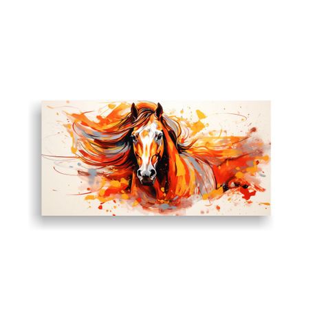 Pintura Decorativa De Caballo árabe En Rojo Y Nar 80x40cm-0