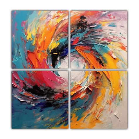 Pintura Abstracta Moderna Colorida Con Efecto 200x200 Cm-0